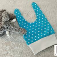 Babymütze Knotenmütze türkis mit weißen Sternen 3 - 6 Monate Bild 2