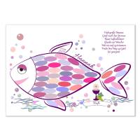 Gästebuch Poster Personalisierbar mit Namen zur Taufe Kommunion Konfirmation Fisch Pink Nr-421 Bild 1