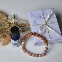 Frauengeschenkset mit Maifanit Diffusor Armband Silber und Aromaöl Mischung für inneren Frieden Bild 1