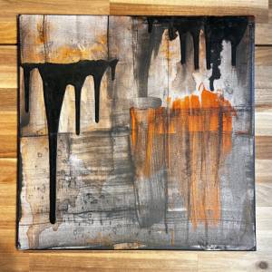 Rustikale Harmonie: Einzigartiges Modernes Abstraktes Acrylbild auf Leinwand Industriestil | 50x50cm | schwarz, weiß, gr Bild 7