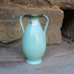 Jasba Amphore Vase 564 / 14 Henkelvase Uranglasur Goldrand mit Chip Keramik Art Deco 30er Jahre Bild 1