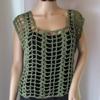 Legeres Netz-Top, Häkel-Top, Überwurf, Pulli, Tunika, Shirt