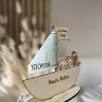 Geldgeschenk zur Taufe ARCHE NOAH aus Holz Taufgeschenk personalisiert Babygeschenk Bild 2