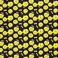 Stoff Baumwolle Sweatshirtstoff smilende Gesichter Design schwarz gelb Kinderstoff Kleiderstoff Hoodiestoff Bild 2