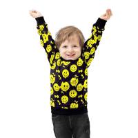 Stoff Baumwolle Sweatshirtstoff smilende Gesichter Design schwarz gelb Kinderstoff Kleiderstoff Hoodiestoff Bild 6