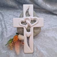 Kreuz aus Keraflott, Konfirmation, Kommunion, Taufe, Geburt, Deko, Geschenk Bild 1