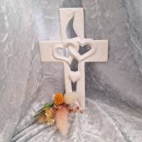 Kreuz aus Keraflott, Konfirmation, Kommunion, Taufe, Geburt, Deko, Geschenk Bild 3
