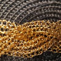 Gehäkeltes Gold - handmade Damen-Collier aus 24ct vergoldetem Draht, geflochten, geschlossen mit Magnetverschluss Bild 6