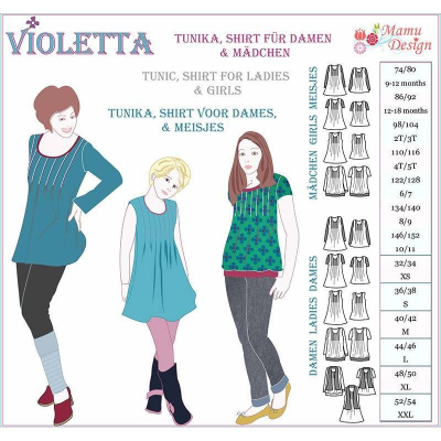 "VIOLETTA" Tunika Shirt Schnittmuster  E-Book von Mamu-Design