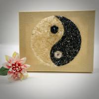 Yin und Yang Bild mit Bergkristall und Hämatit Bild 1