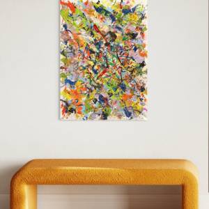Abstraktes Farbenfrohes Gemälde „Dancefloor“ - Original Kunst - 50x70cm - Acrylmalerei - Wanddekoration - Happy Vibes Bild 1