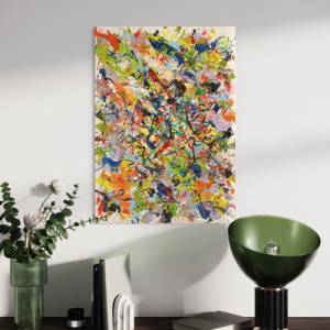 Abstraktes Farbenfrohes Gemälde „Dancefloor“ - Original Kunst - 50x70cm - Acrylmalerei - Wanddekoration - Happy Vibes Bild 2