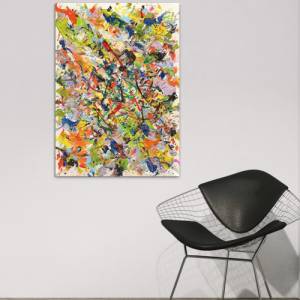 Abstraktes Farbenfrohes Gemälde „Dancefloor“ - Original Kunst - 50x70cm - Acrylmalerei - Wanddekoration - Happy Vibes Bild 3