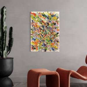 Abstraktes Farbenfrohes Gemälde „Dancefloor“ - Original Kunst - 50x70cm - Acrylmalerei - Wanddekoration - Happy Vibes Bild 4