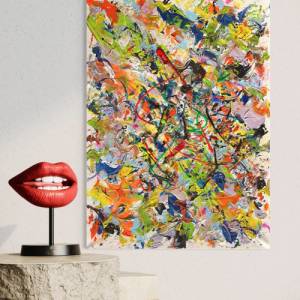 Abstraktes Farbenfrohes Gemälde „Dancefloor“ - Original Kunst - 50x70cm - Acrylmalerei - Wanddekoration - Happy Vibes Bild 5
