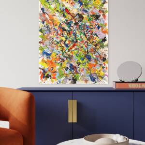 Abstraktes Farbenfrohes Gemälde „Dancefloor“ - Original Kunst - 50x70cm - Acrylmalerei - Wanddekoration - Happy Vibes Bild 6