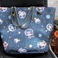 Shopper Einkaufstasche abwaschbar *Tiere im Weltraum* Bild 1