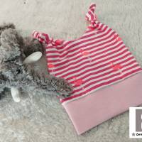 Babymütze Knotenmütze pink rosa  mit Flamingos  3 - 6 Monate Bild 1