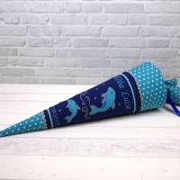 Schultüte Delfin blau türkis Stoff Zuckertüte 70cm oder 85cm Bild 1