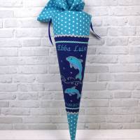 Schultüte Delfin blau türkis Stoff Zuckertüte 70cm oder 85cm Bild 7