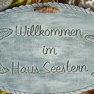 Türschild Willkommen Seestern Holz Wunschgravur - door sign - starfish - engraving - text of your choice Bild 3