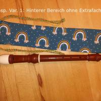 Flötentasche mit Namen, Flötenbeutel - Regenbogen grün (mit optionalen Zubehörfach / Fütterung / Halskordel) Bild 6