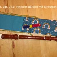 Flötentasche mit Namen, Flötenbeutel - Regenbogen grün (mit optionalen Zubehörfach / Fütterung / Halskordel) Bild 7