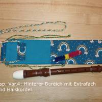 Flötentasche mit Namen, Flötenbeutel - Regenbogen grün (mit optionalen Zubehörfach / Fütterung / Halskordel) Bild 8