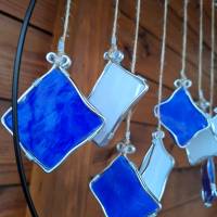 Handgemacht Windspiel Sonnenfänger aus Glas Blau Weiß Gartendekoration, Baumdekoration, Fensterdekoration Geschenk Bild 5