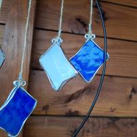 Handgemacht Windspiel Sonnenfänger aus Glas Blau Weiß Gartendekoration, Baumdekoration, Fensterdekoration Geschenk Bild 6