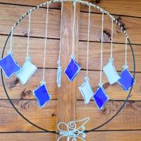 Handgemacht Windspiel Sonnenfänger aus Glas Blau Weiß Gartendekoration, Baumdekoration, Fensterdekoration Geschenk Bild 9