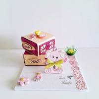 Taufe, Geburt, niedliches Geldgeschenk mit rosa Elefant Geschenkbox Bild 2