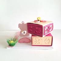 Taufe, Geburt, niedliches Geldgeschenk mit rosa Elefant Geschenkbox Bild 4