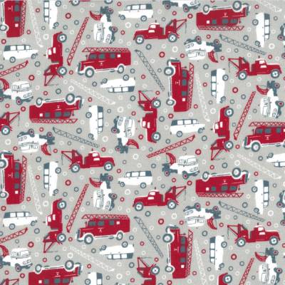 Westfalenstoffe Junge Linie beige Feuerwehr 100% Baumwolle Webware Druckstoff