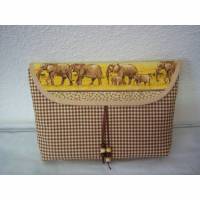 Tasche, wunderschöne Universaltasche, Elefantenfamilie mit Karo kombiniert, mit Taschenbaumler,  Büchertasche Bild 1