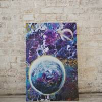 Planet - Originalgemälde in Pouring Art (Fluid, Acryl, Resin) auf Leinwand Keilrahmen, 30 x 40 cm Bild 2