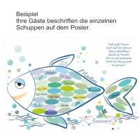 Gästebuch Poster Personalisierbar mit Namen zur Taufe Kommunion Konfirmation Fisch Grün Nr-420 Bild 6