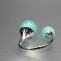 Verstellbarer Ring mit zwei Glasperlen, lampwork Bild 2
