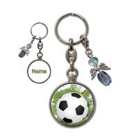 Metall Schlüsselanhänger mit Name und Fußball Motiv | abnehmbarer Schutzengel in 3 Farben zur Auswahl Bild 6