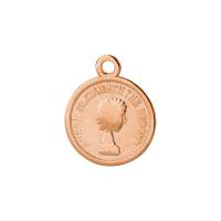 Zamak-Anhänger Münze rose gold 13mm 24K rose vergoldet für Armbänder, Ketten, Ohrringe Bild 1