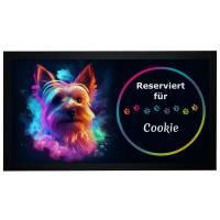 Futtermatte Yorkshire Terrier mit Name im Neon-Design Napfunterlage personalisiert Bild 1