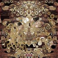 ♕ Jersey Panel Gustv Klimt Jugendstil Stenzo Digital 200x150 cm Der Kuss Sepia ♕ Bild 3
