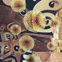 ♕ Jersey Panel Gustv Klimt Jugendstil Stenzo Digital 200x150 cm Der Kuss Sepia ♕ Bild 5