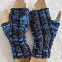 Fingerlose Handschuhe - Pulswärmer in Blautönen Bild 3