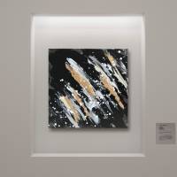Abstraktes Minimalistisches Acryl Gemälde auf Leinwand | 40x40cm | schwarz, weiß, beige, silber, gold, grau Bild 6