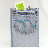 Notizbuch, Jeans Upcycling, DIN A5, hellblau, Recycling-Papier, Unikat Bild 8