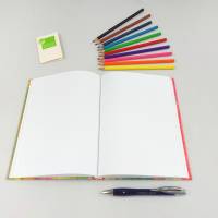 Notizbuch, A5, Acrylfarbe bunt, Fadenheftung, handgefertigt Bild 5