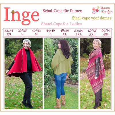"INGE" Schal-Cape Schnittmuster und Nähanleitung E-Book von Mamu-Design