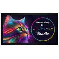 Futtermatte Katze mit Name im Neon-Design Napfunterlage personalisiert Bild 1