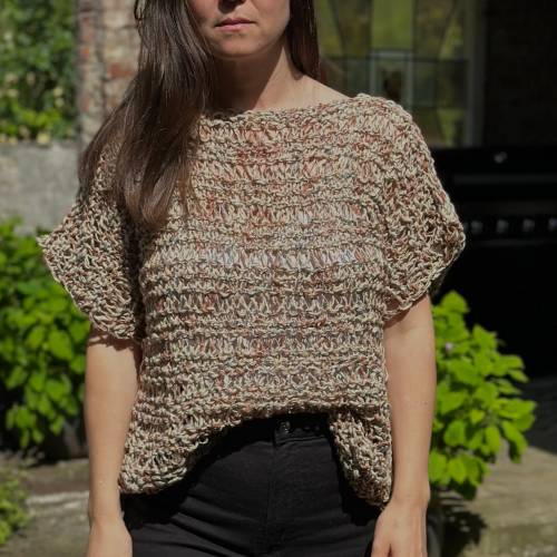 handgestrickter Sweater / Shirt aus Bauwolle / Leinen
